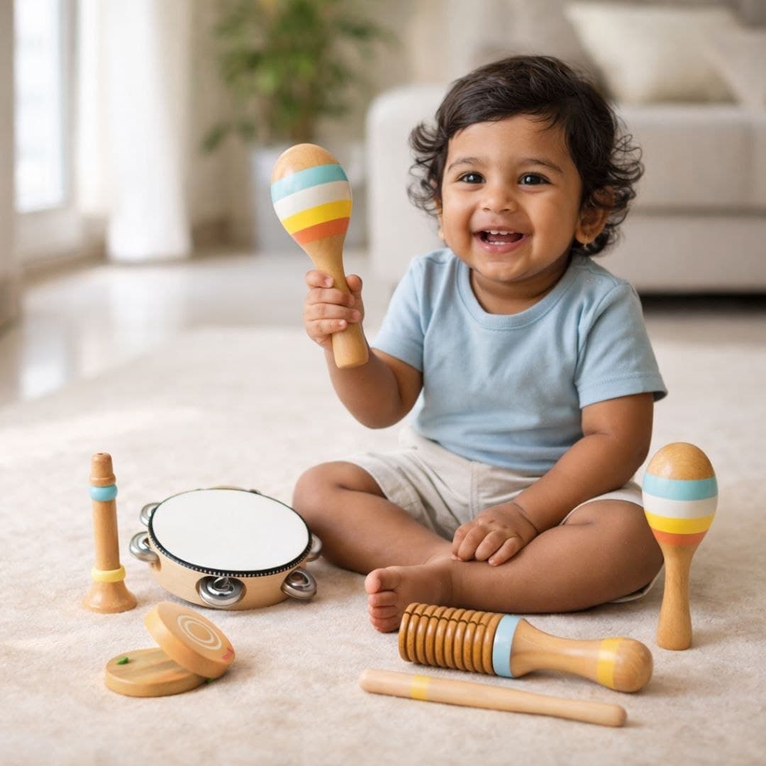 Wooden Musical Instrument Set for Kids – Tambourine, Maracas & More thumbnail 2