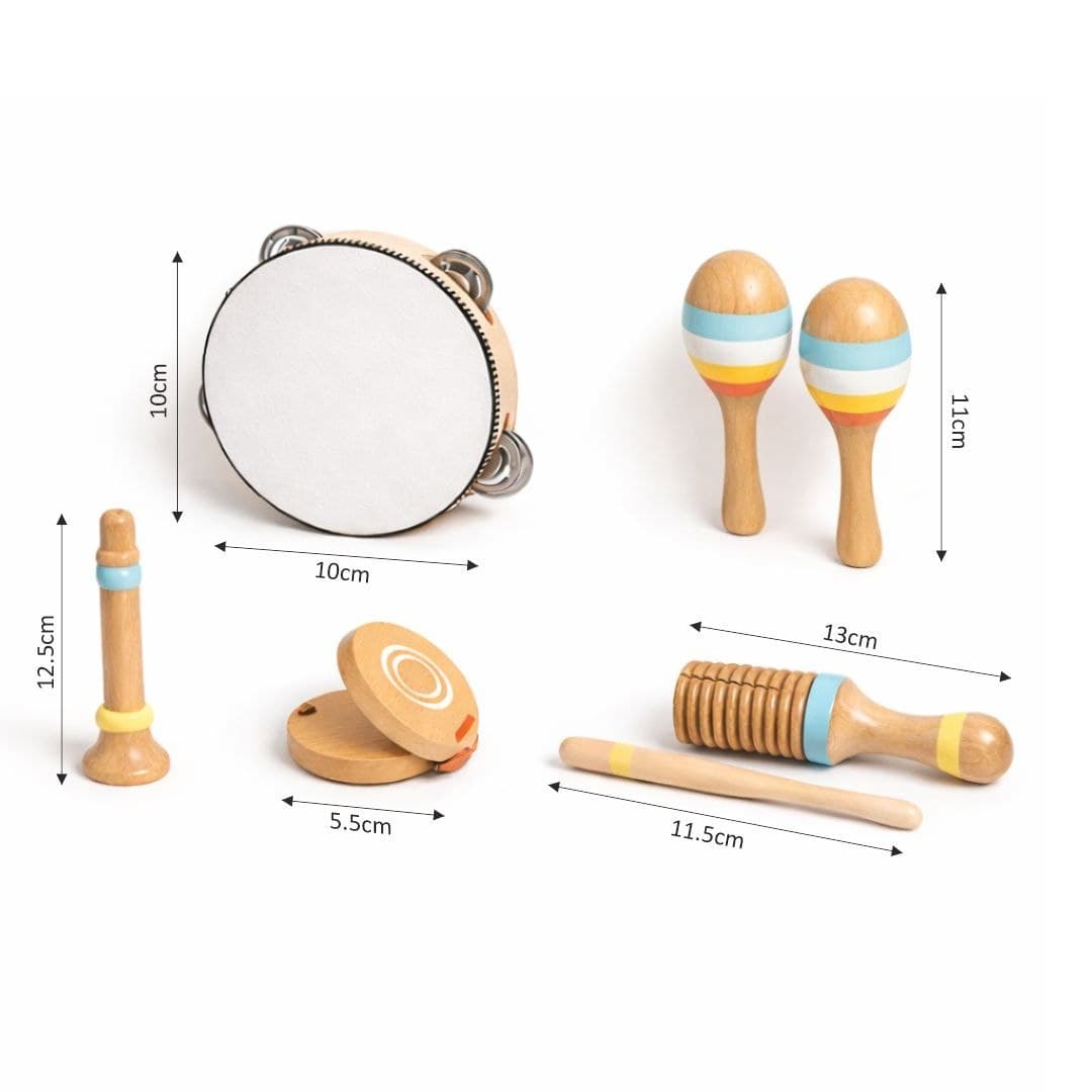 Wooden Musical Instrument Set for Kids – Tambourine, Maracas & More thumbnail 5