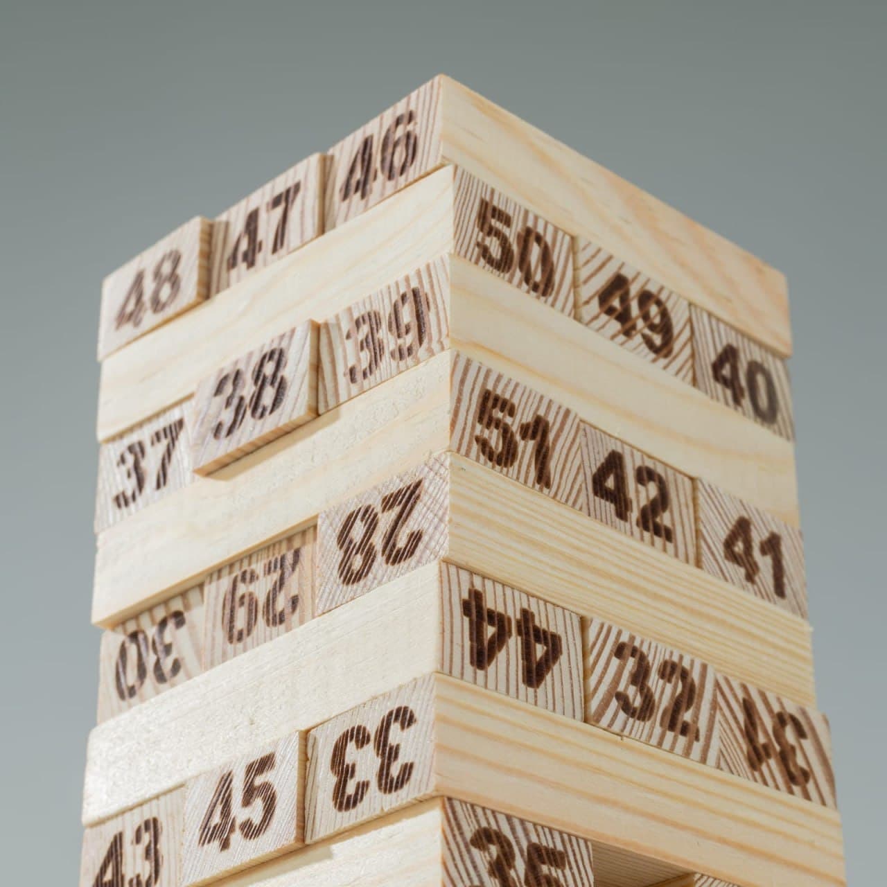 Wooden Number Tumbling Tower – 54 Piece Stacking Block Game with Dice thumbnail 3