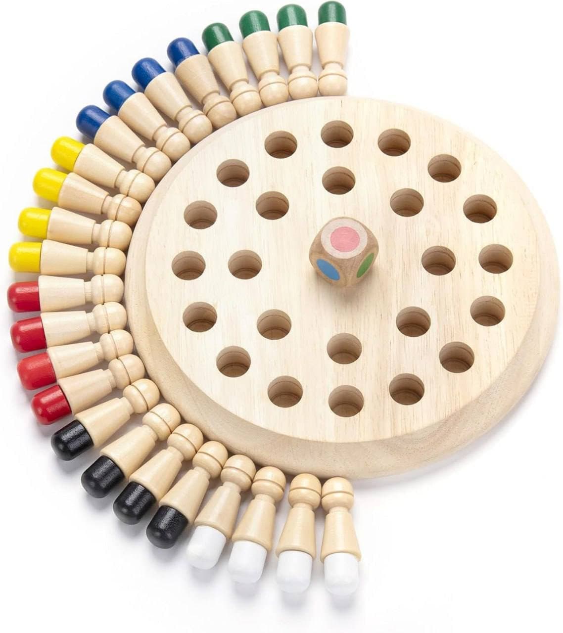 Wooden Memory Match Chess Game – Color Matching Board with Dice thumbnail 2