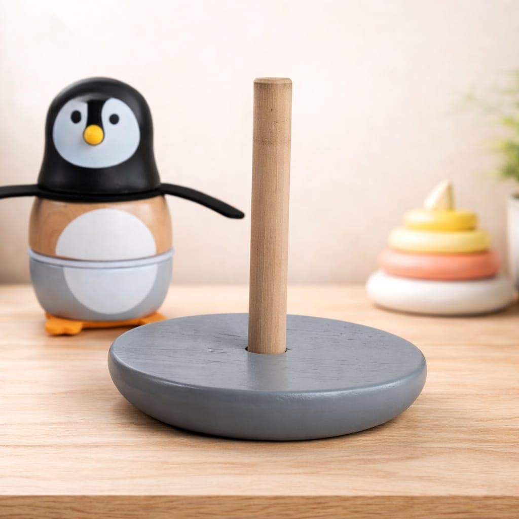 Wooden Penguin Tumbler Toy – Stacking Wobble Toy for Toddlers thumbnail 5