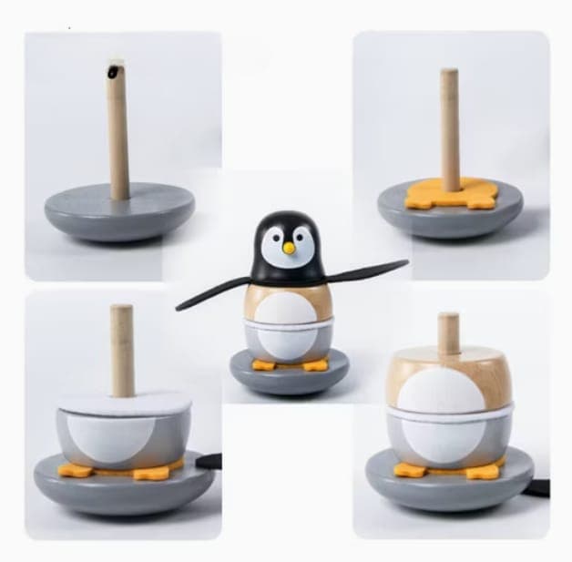Wooden Penguin Tumbler Toy – Stacking Wobble Toy for Toddlers thumbnail 4