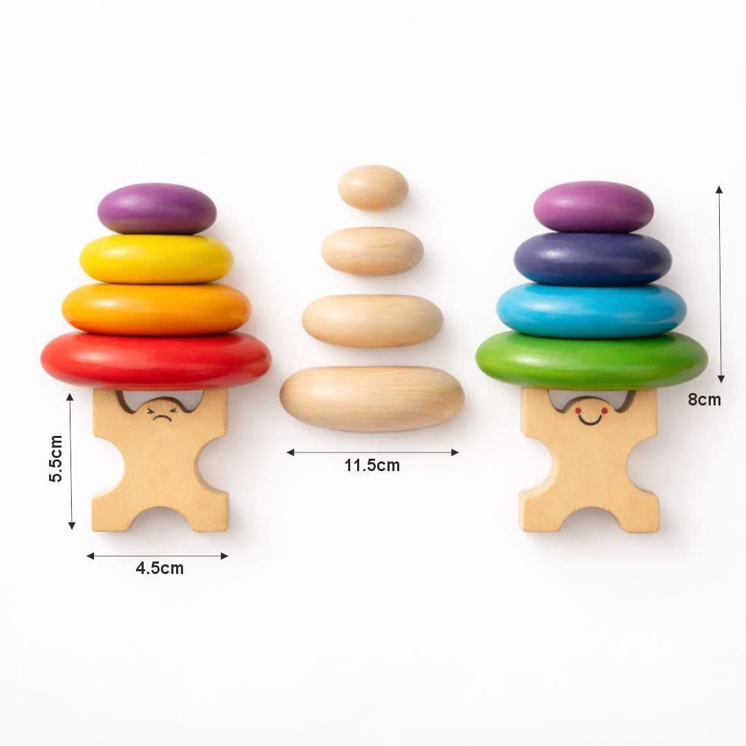Wooden Pebble Stacking Toy – Rainbow Balance Stones for Kids thumbnail 3