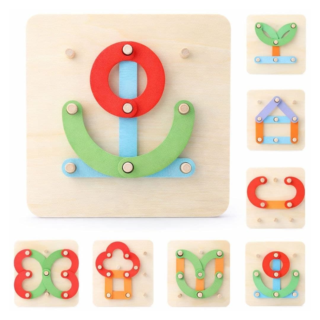 Multifunctional Montessori Pillar Flower Puzzle – Wooden Rotating Shape Toy thumbnail 5