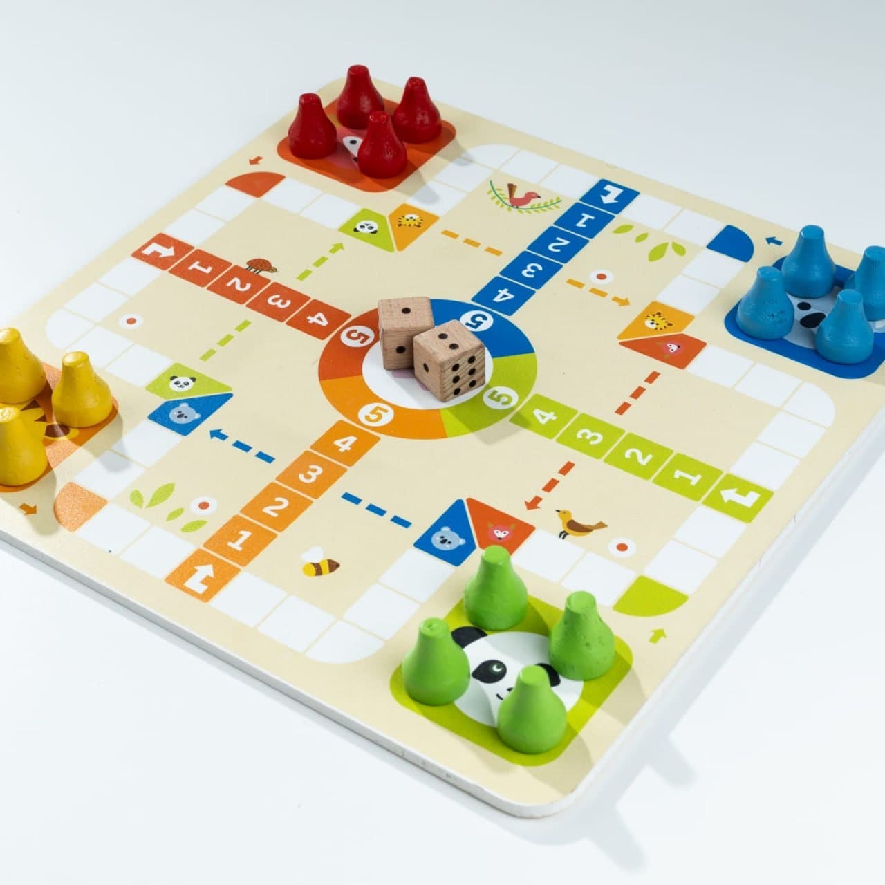 2-in-1 Wooden Ludo & Snake and Ladder Game – Animal Theme Board Game thumbnail 3