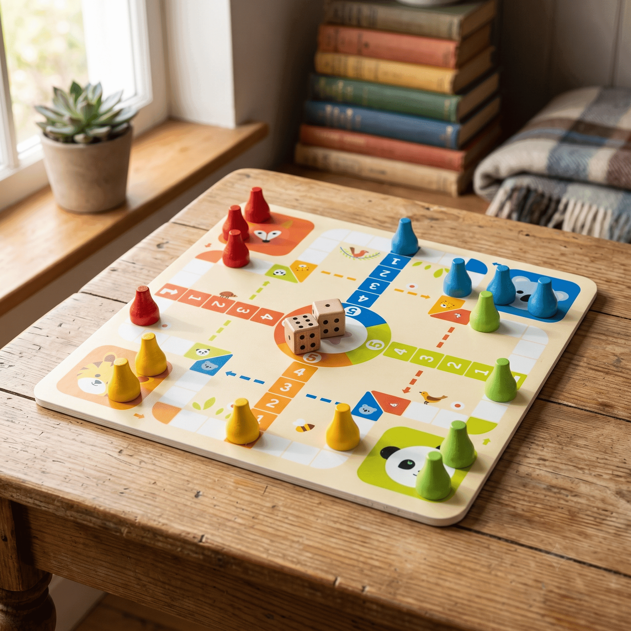 2-in-1 Wooden Ludo & Snake and Ladder Game – Animal Theme Board Game thumbnail 5