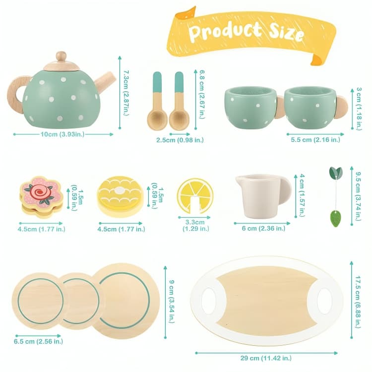 Kastha Toys Wooden Afternoon Tea Set – Pretend Play Kitchen Toy for Kids thumbnail 3